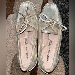 Croft and Barrow with Ortholite Comfort Boat Shoes Womens Size 8.5M Silvery Gold